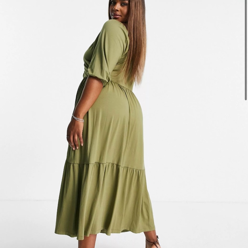 Asos Design Curve Jersey Wrap Smock Midi Dress - image 2